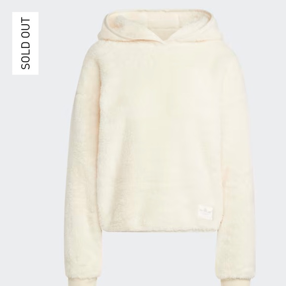 adidas ESSENTIALS+ FLUFFY TEDDY HOODIE Cream - Picture 5 of 8